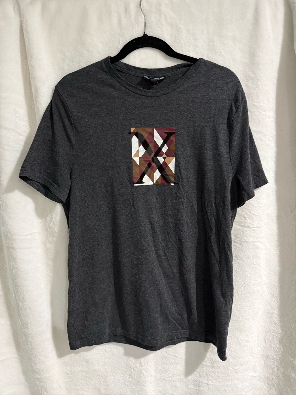 Express Charcoal Short Sleeve Tee with Geometric Logo